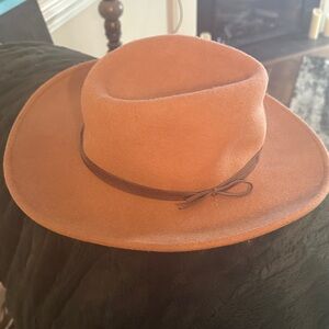 Talbots Tan Wool Hat with Brown Band. Like new. Never Worn.